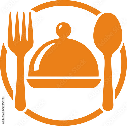 Elegant Restaurant Logo – Minimalist Cloche & Utensils Design, Transparent PNG