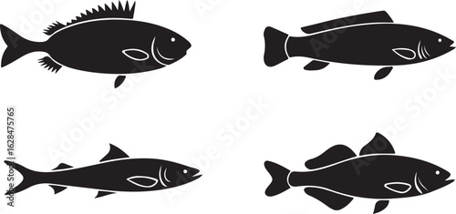 A collection of various fish silhouettes