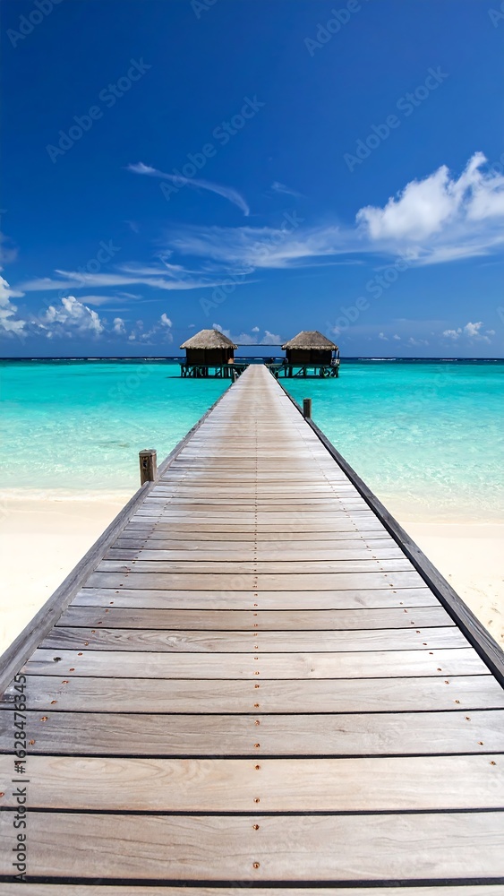 Tropical beach pier, turquoise water Tropical beach pier, turquoise water