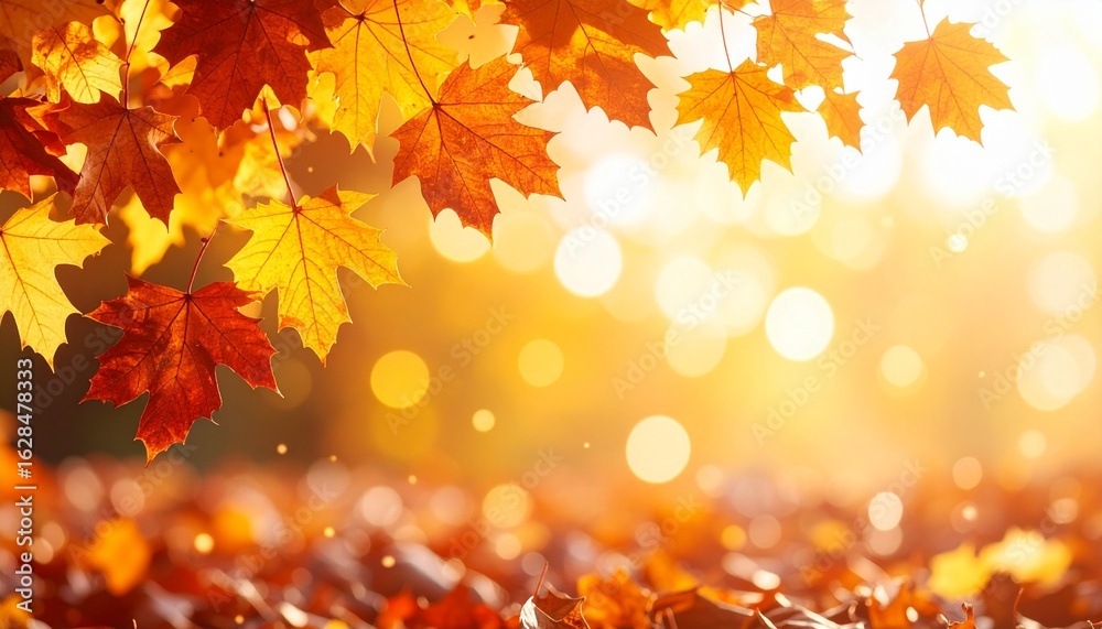 Falling autumn leaves in warm hues of yellow, orange, and red—glowing bokeh light adds depth and seasonal atmosphere to this serene, nature-inspired scene. Falling autumn leaves in warm hues of yellow, orange, and red—glowing bokeh light adds depth and seasonal atmosphere to this serene, nature-inspired scene.