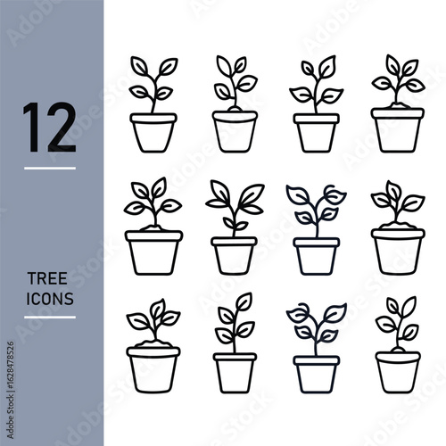 tree cup icon set