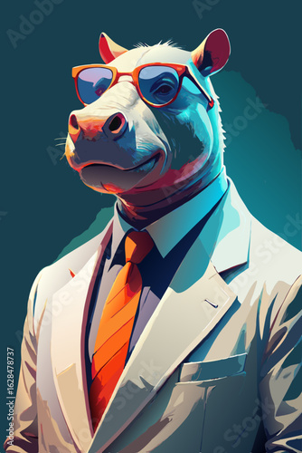 hippo white suit stylish tie 