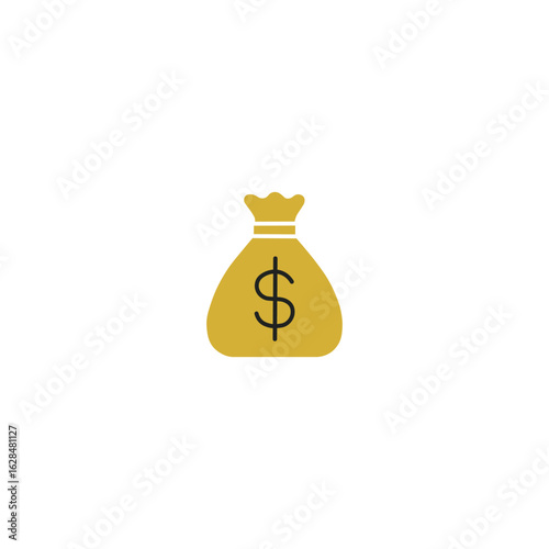 Gold Money Bag Icon – Flat Vector Dollar Sack Illustration