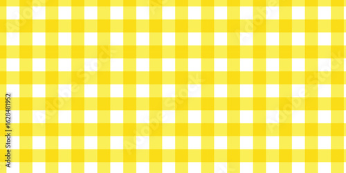 Seamless pattern with yellow gingham motif on a white background for your design
