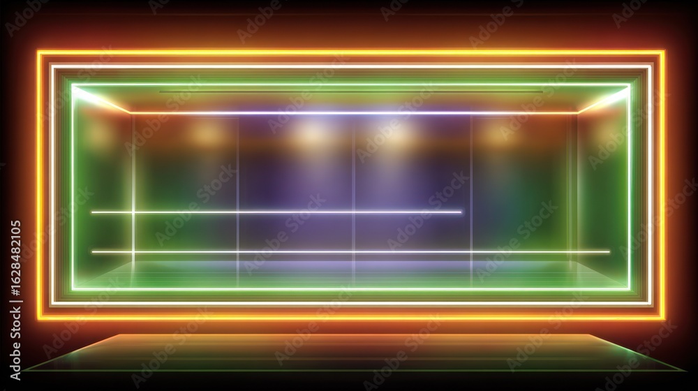 Obraz premium Neon-lit display case