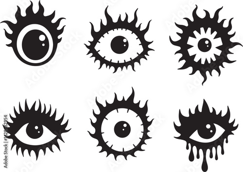 Mysterious black eyes with fiery lashes and drips