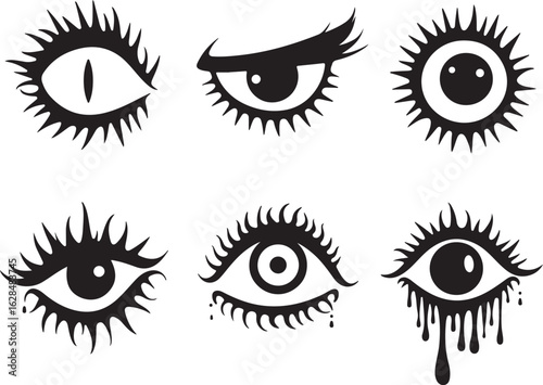 Mysterious eyes with spiky lashes and dripping effects