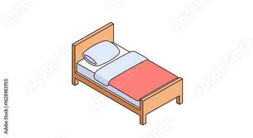 Cozy bed with soft pillow and warm blanket for restful sleep and relaxation