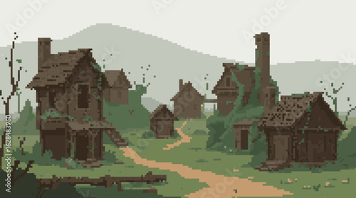 Abandoned Village Surrounded by Nature's Reclamation