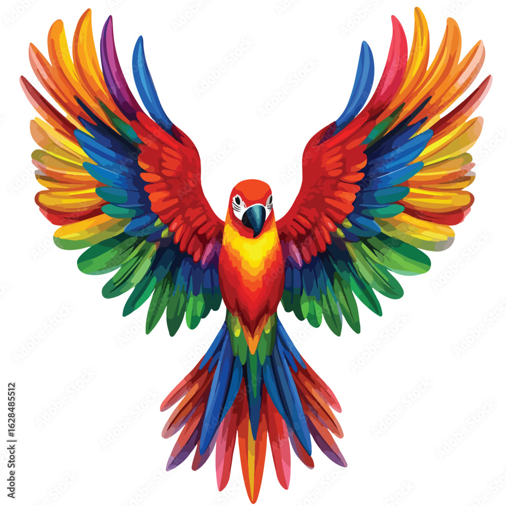 Fototapeta premium Vibrant Parrot Wings Rainbow Isolated Image