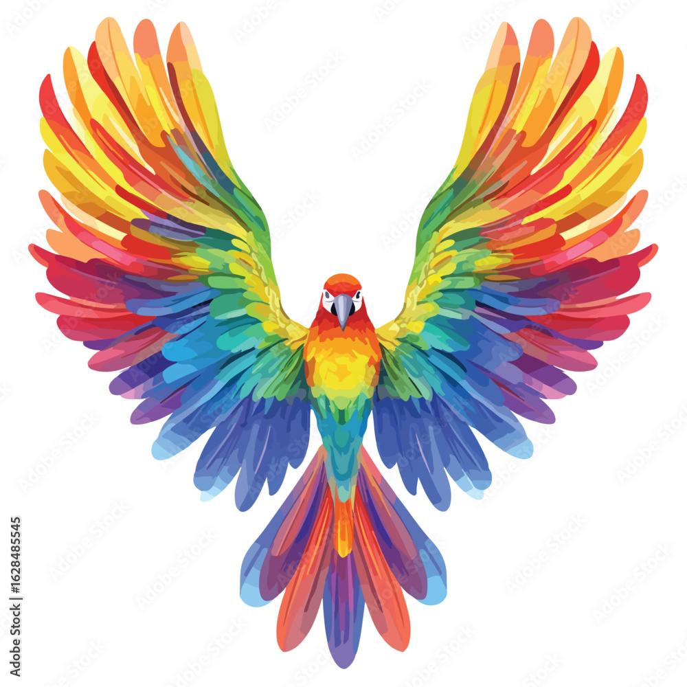 Obraz premium Vibrant Parrot Wings Rainbow Isolated Image