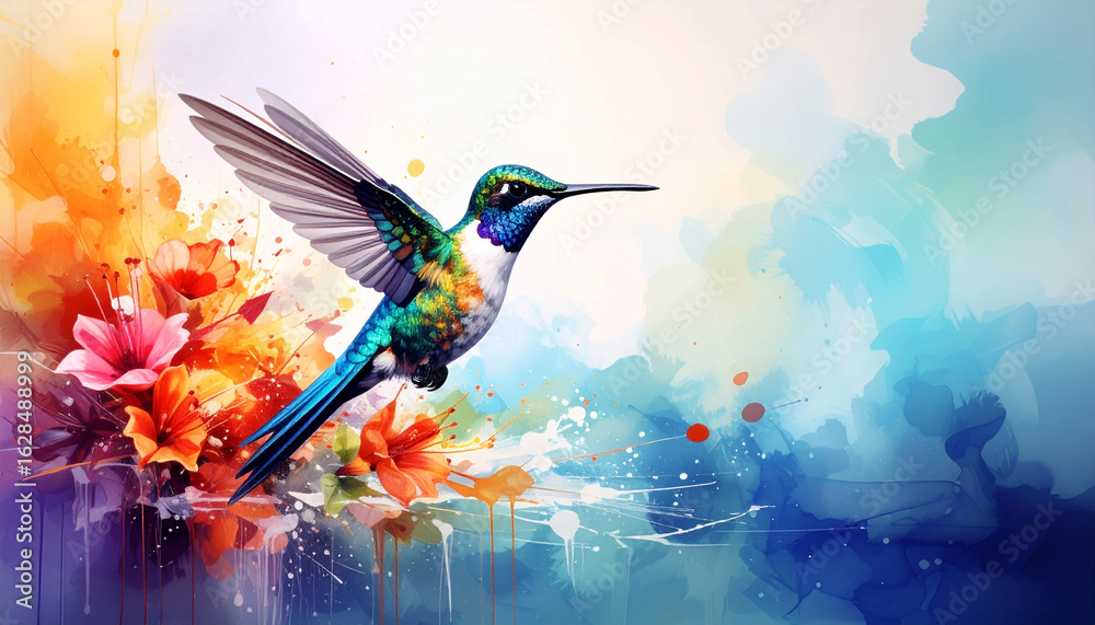 Obraz premium Beautiful and colorful watercolor splash painting of a 