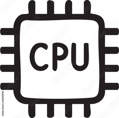black cpu chip icon clip art preview