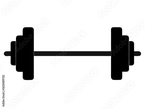 barbell icon, dumbbell silhouette vector illustration white background