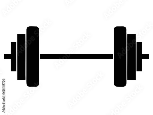 barbell icon, dumbbell silhouette vector illustration white background