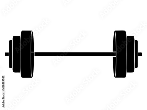 barbell icon, dumbbell silhouette vector illustration white background