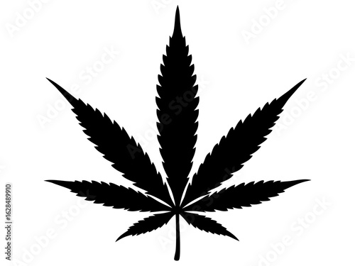 Cannabis leaf silhouette, marijuana leaf  black silhouette vector