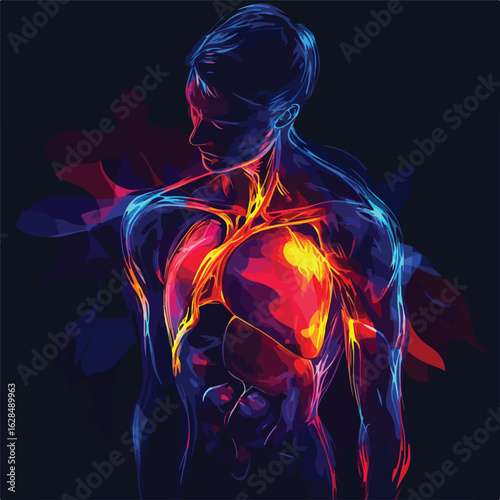 Man with Chest Pain Abstract Health Concept