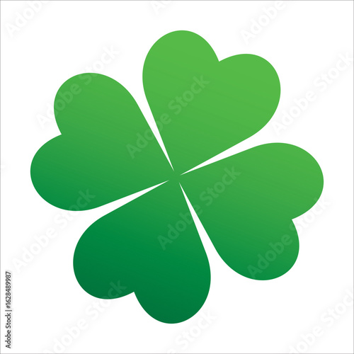 St Patrick's Day. Lucky Four-leaf clover, Green Four leaf clover vector icon. Lucky and happiness concept. Shamrock - green four leaf clover icon. Good luck theme design element.