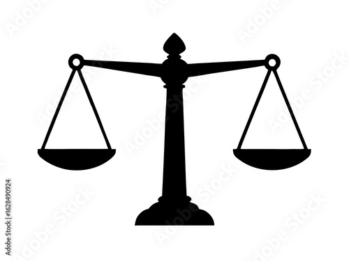 scale  icon,justice scale  black silhouette vector white background