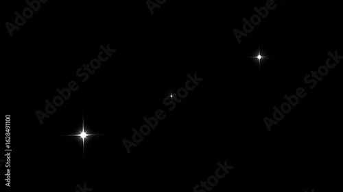 Wallpaper Mural Twinkle sparkle star animation, white glowing cartoon stars, shimmering glitter light trails, optical shine rays, flat vector doodle effect on black background video. 4k animation Torontodigital.ca