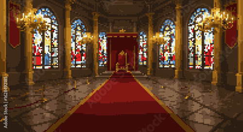 Majestic Throne Room with Stained Glass Windows