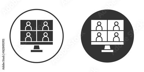 Webinar icon in black solid flat silhouette designs