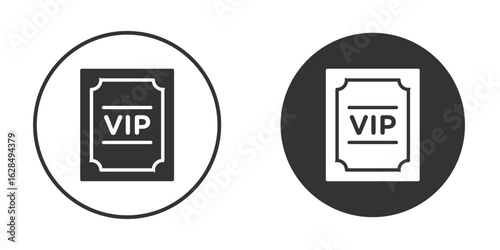 VIP pass icon in black solid flat silhouette designs