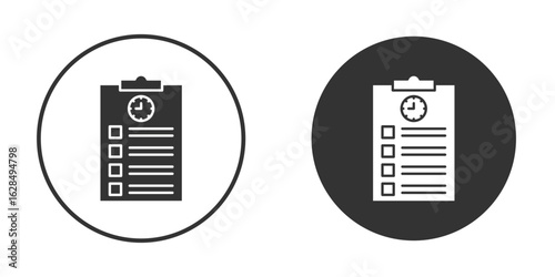 Timesheet icon in black solid flat silhouette designs