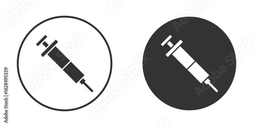 Syringe injection icon in black solid flat silhouette designs