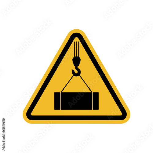 Construction Action, Crane Equipment, Urban Site, Safety Signage, Industrial Environment, Close-up View, Caution Concept