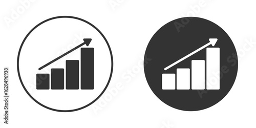 Sales growth icon in black solid flat silhouette designs