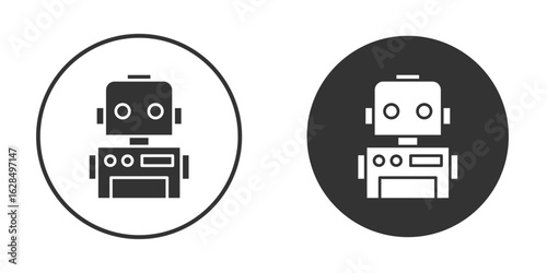 Robot icon in black solid flat silhouette designs