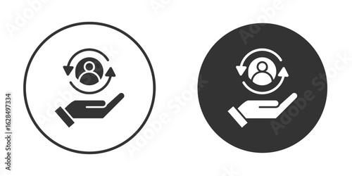 Retention icon in black solid flat silhouette designs