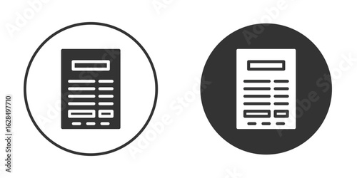 Receipt icon in black solid flat silhouette designs