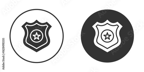 Police badge icon in black solid flat silhouette designs