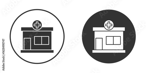 Pharmacy icon in black solid flat silhouette designs