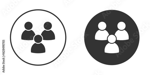 People group icon in black solid flat silhouette designs