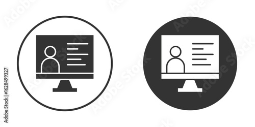 Online course icon in black solid flat silhouette designs
