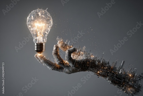 Transformative hand flipping switch illuminating previously dark business landscape instantly