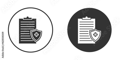 Medical insurance icon in black solid flat silhouette designs