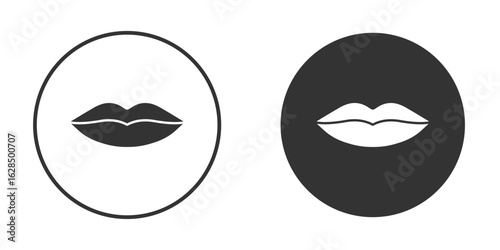 Lips icon in black solid flat silhouette designs