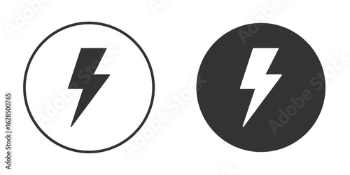 Lightning icon in black solid flat silhouette designs