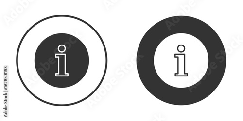 Info icon in black solid flat silhouette designs