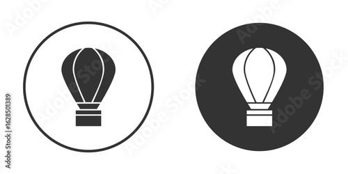Hot air balloon icon in black solid flat silhouette designs