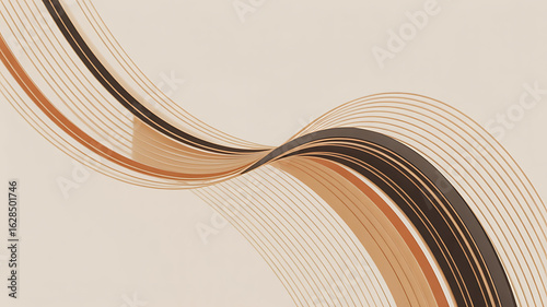 Abstract design of flowing, layered lines in warm tones.
