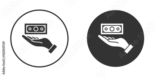 Hand money exchange icon in black solid flat silhouette designs