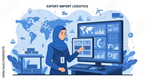 Modern Woman Overseeing Global Import And Export Operations Digitally