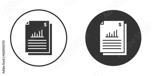 Financial report icon in black solid flat silhouette designs