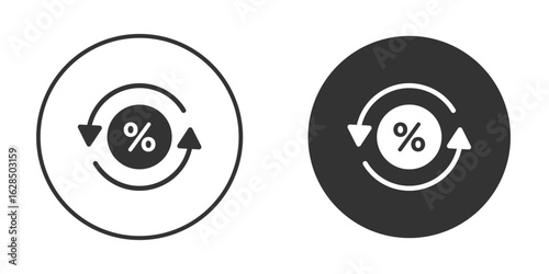 Exchange rate icon in black solid flat silhouette designs